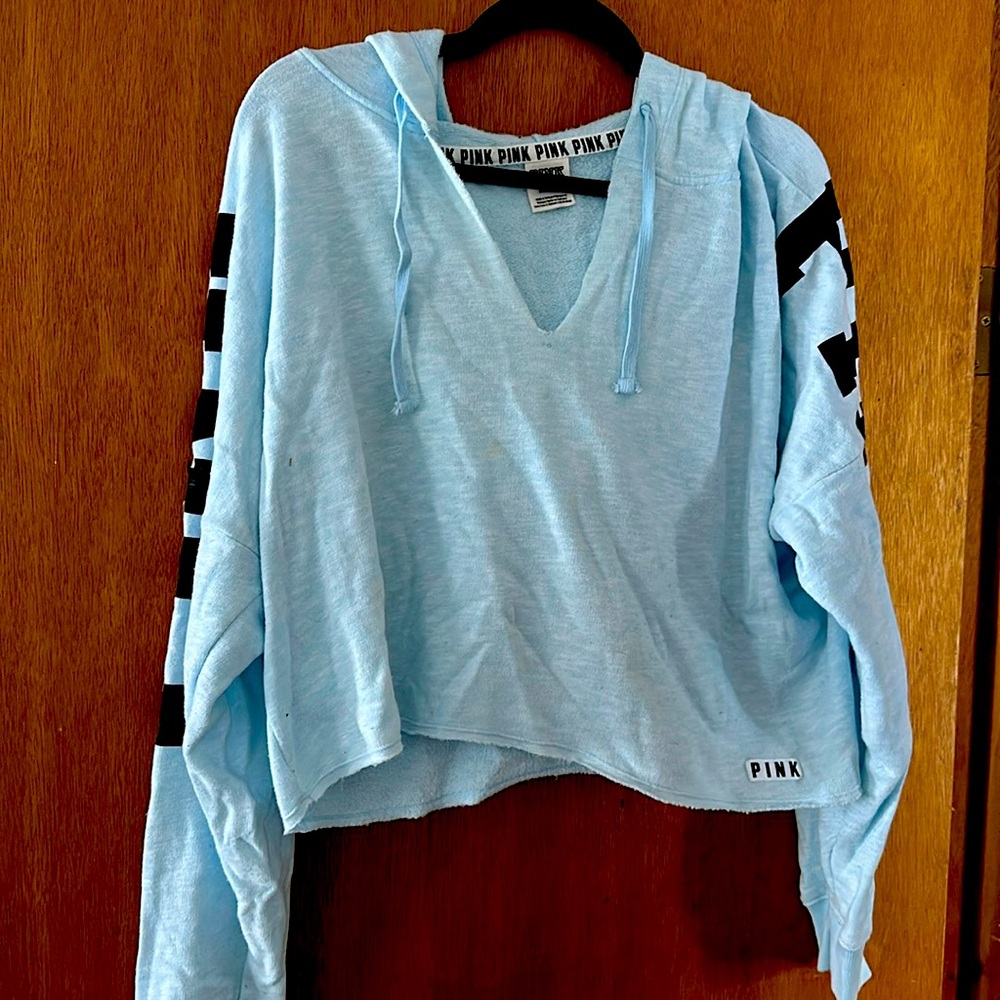 VS crop light blue hoodie size large